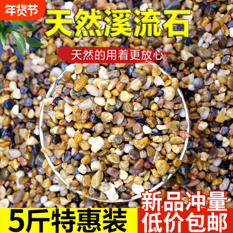 天然河沙溪流沙鹅卵石原生水族鱼缸水草缸多肉铺面小石子过滤豆石