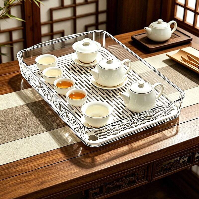 轻奢水果盘茶盘水杯咖啡收纳盘图片