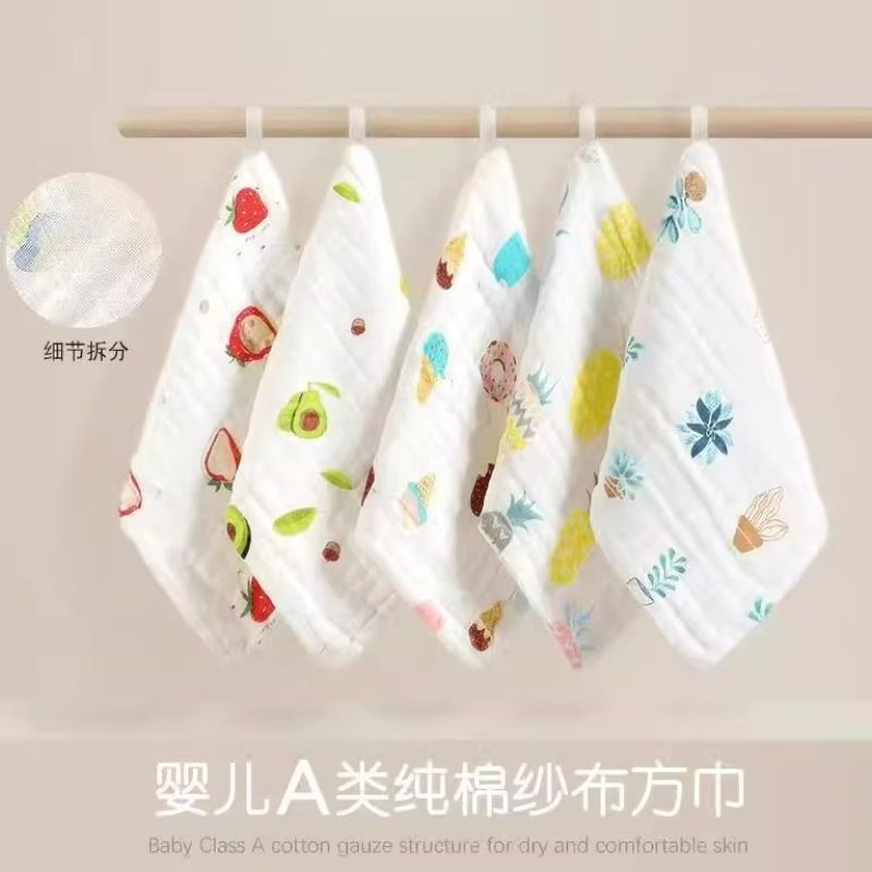 婴儿毛巾纯棉六层纱布新生儿新生儿童宝宝洗脸面巾口水方巾超软