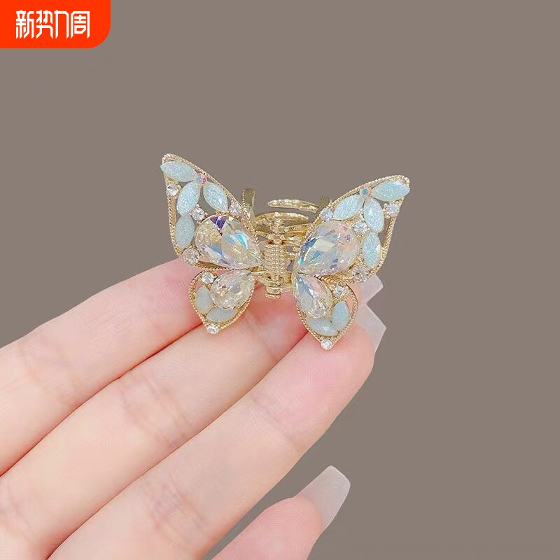 新款精致水钻蝴蝶小抓夹女甜美发夹后脑勺半扎侧边碎发刘海夹发卡