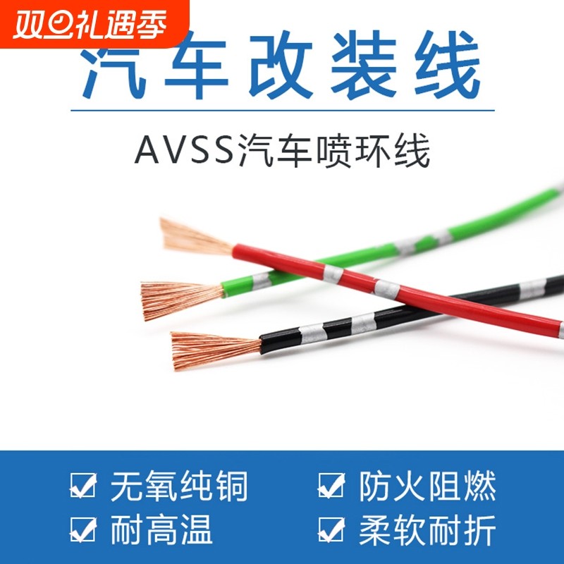 汽车改装线纯铜线车用电线改装线细灯线0.3-2.5平方线束线路导
