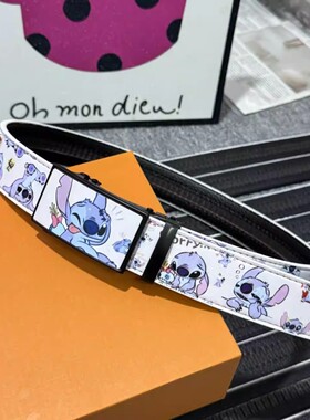 2026新款卡通全卡槽皮带自动扣腰带涂鸦牛皮爆款男学生腰带年轻人