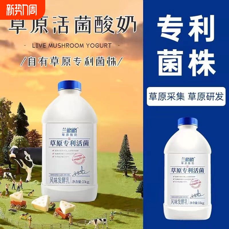 兰格格草原专利活菌酸奶1kg原味发酵生牛乳
