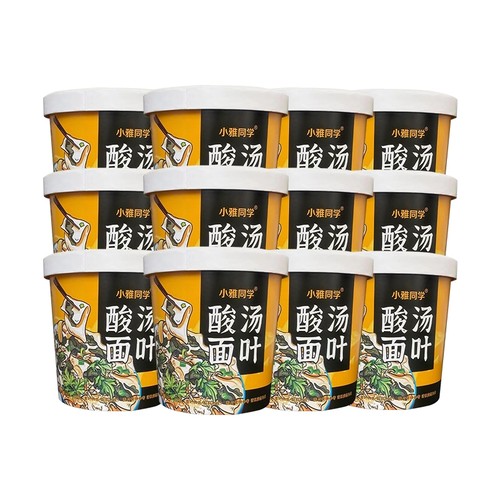 小雅同学汤桶装方便面刀削面 酸汤面叶105g*6桶/12桶