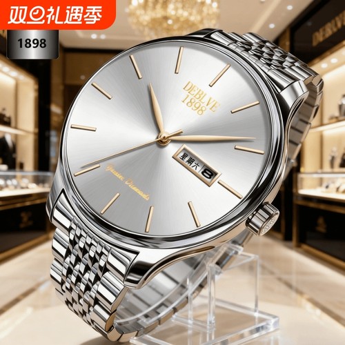手表男款全自动男表数字双日历防水腕表男机械风全自动防水高级感