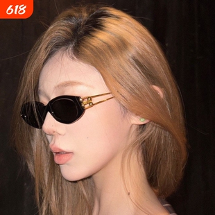 猫眼墨镜Kunst太阳镜金属显瘦女款霸气眼镜圆脸黑框方脸高清清晰