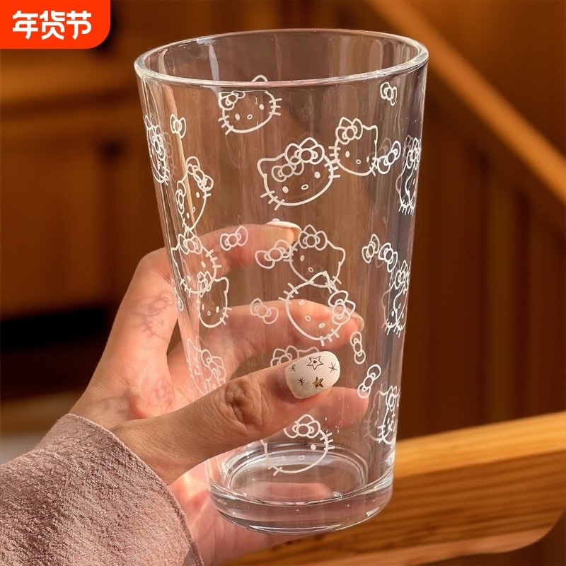 hellokitty玻璃杯耐高温高颜值家用喝水杯果汁牛奶杯学生大