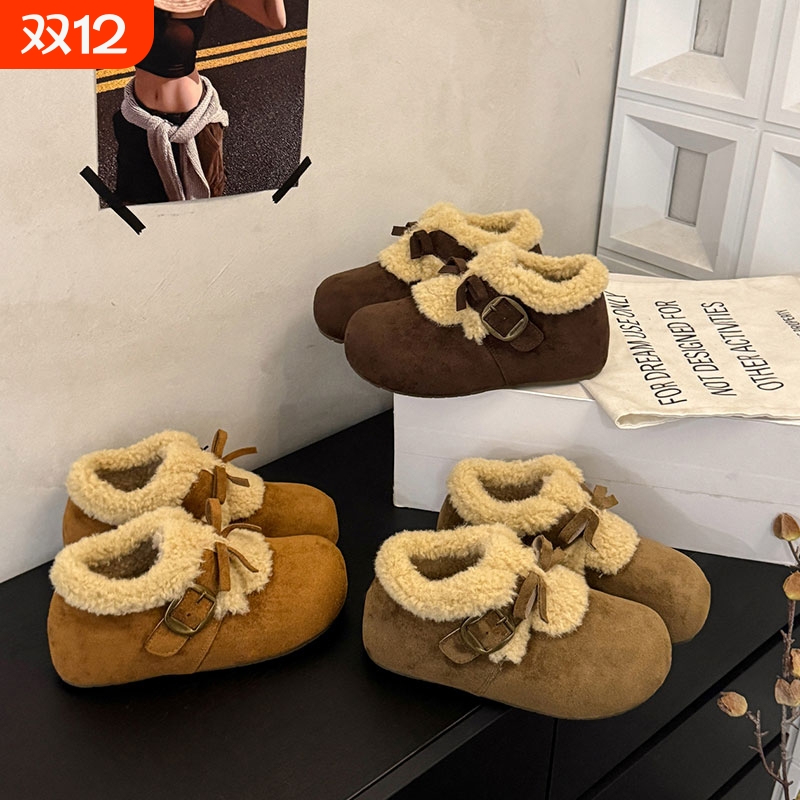 内增高复古勃肯鞋厚底雪地靴女2025秋冬季新款加绒加厚保暖棉鞋子
