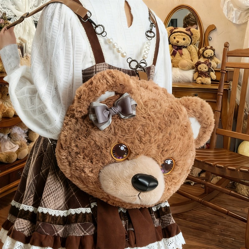 毛绒小熊蛋卷大容量双肩斜挎lolita玩偶包女百搭卡通公仔生日礼物