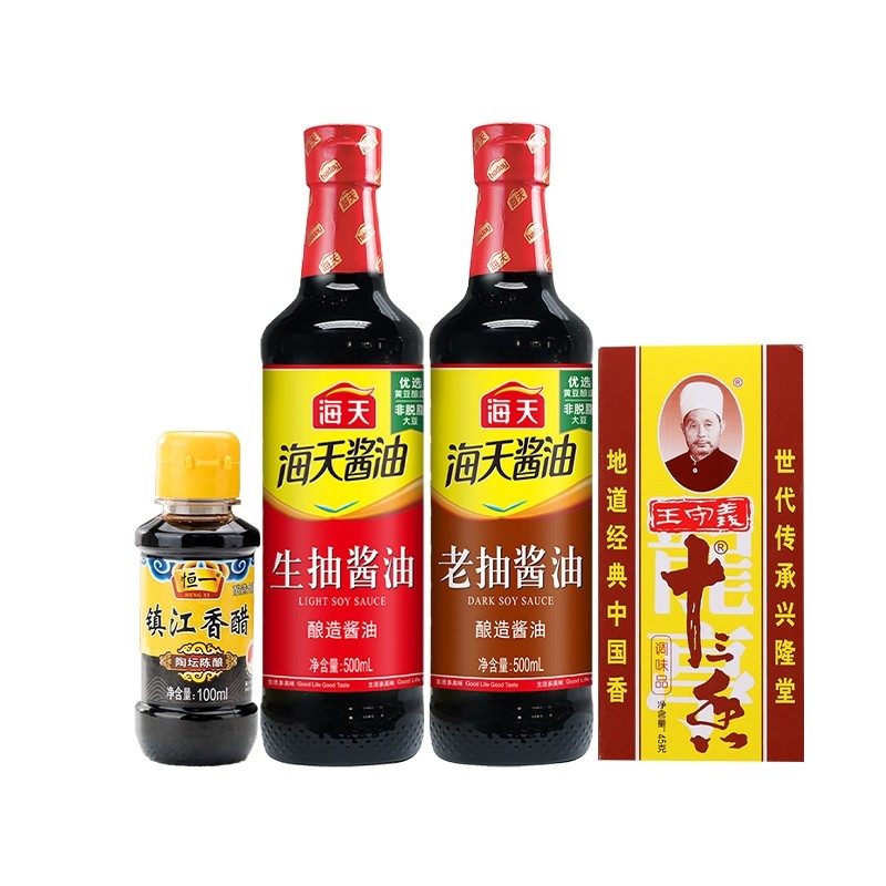 海天生抽500mL+海天老抽500ml+王守义十三香45克+恒一香醋100ml