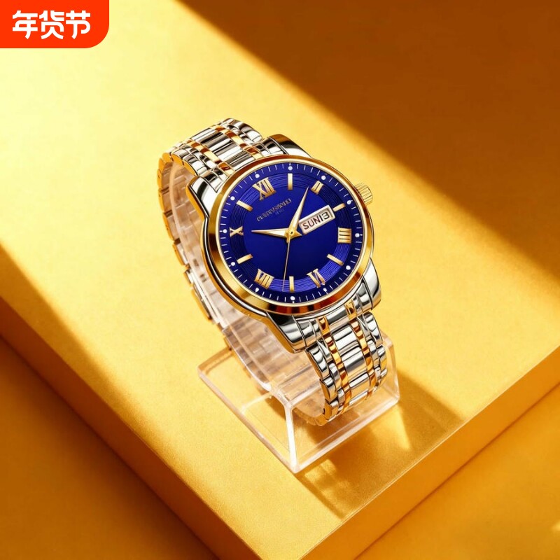 正品瑞士全自动非机械表手表男士学生韩版时尚潮双日历防水表夜光