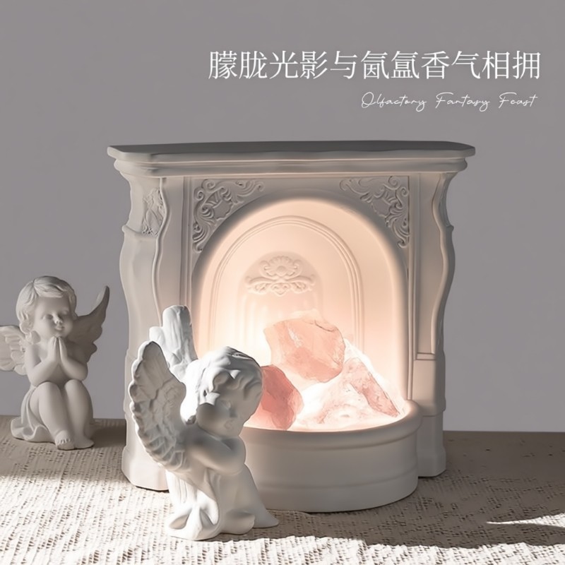 天使壁炉礼物扩香石香薰朋友高级感氛围卧室晶石香氛摆件小夜灯