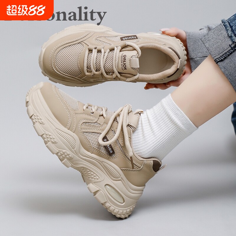 运动鞋子女新款2026春夏季流行爆款时尚百搭休闲鞋厚底透气老爹鞋