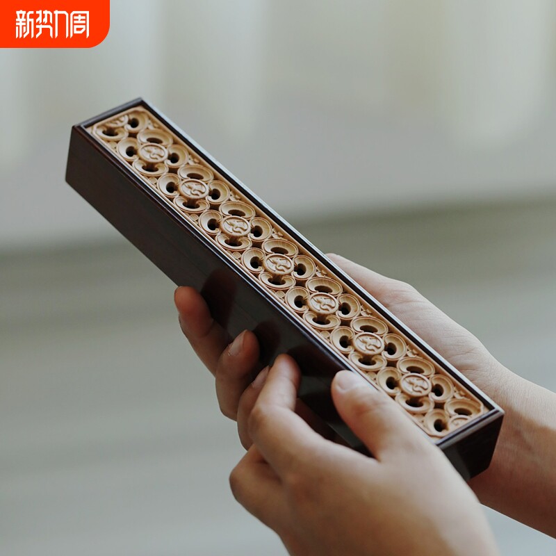 小叶紫檀卧香盒家用室内线香底座香插木质沉香熏香炉檀香炉线香盒