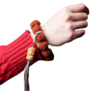 五瓣古龙梅花双龙粗筋大手串机刷玉化包浆佛珠文玩男女款手链单圈