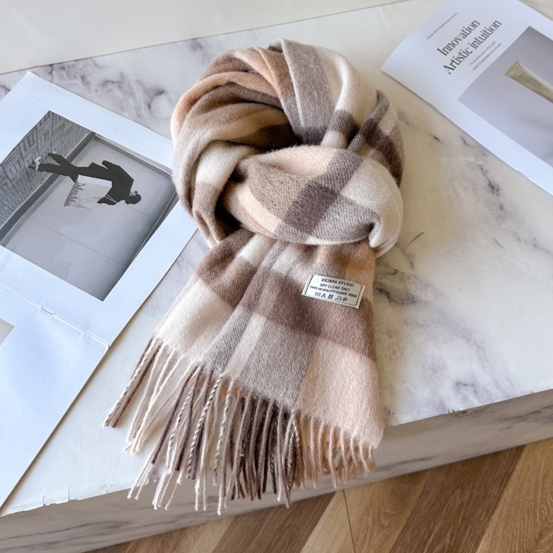 羊毛围巾女冬季保暖2025新款高档男围脖情侣披肩生日礼物实用格子