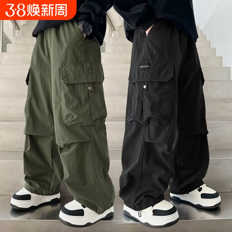 男童直筒复古工装裤春秋2026中大童韩版长裤宽松儿童春夏裤子新款