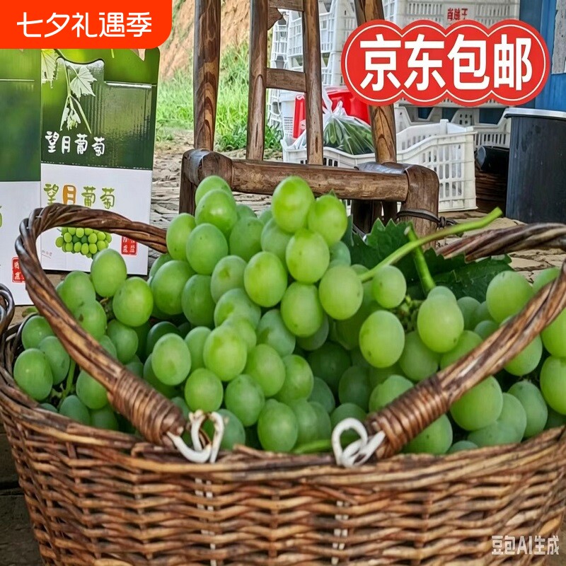 无籽纯甜阳光玫瑰葡萄当季水果新鲜产地直供京东包邮施农家肥