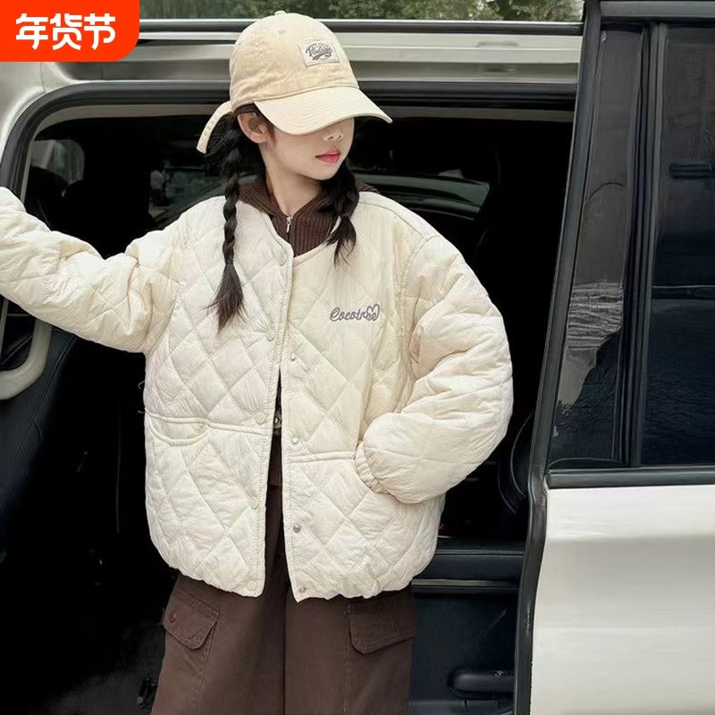2025新款女童外套夹棉秋冬洋气儿童加厚冬装棉袄女孩圆领棉衣白色,童装/婴儿装/亲子装,棉袄/棉服,淘宝优惠券,粉丝福利购,淘宝优惠卷