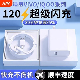 适用vivo双引擎原装充电器120W/80W线闪充X50X30X60pro手机S9e正插头原6A正品iQOONeo快充头套装typec氮化镓
