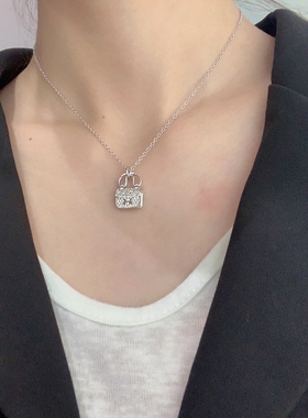 高版本康康H包包项链H字母锁骨链吊坠镀18k玫瑰金kelly手提包同款