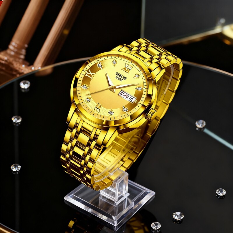 全自动男表手表男款机械风全自动防水数字双日历防水腕表男高级感