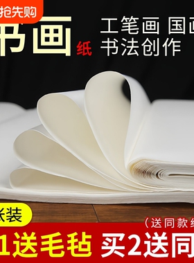 安徽书画宣三尺四尺八尺六尺山水生宣半生半熟宣白色写意花鸟国画工笔创作书法专用檀皮宣纸初学者练习写毛笔