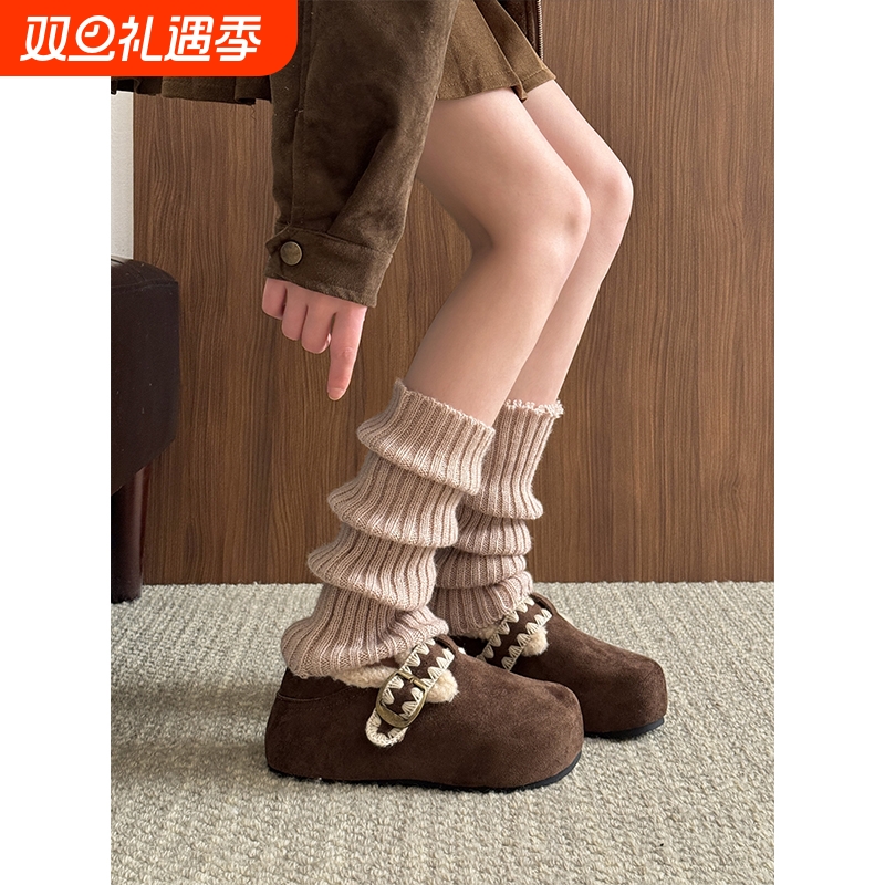 加绒勃肯鞋女2025新款秋冬季毛绒棉鞋全包博肯鞋厚底增高毛毛鞋子
