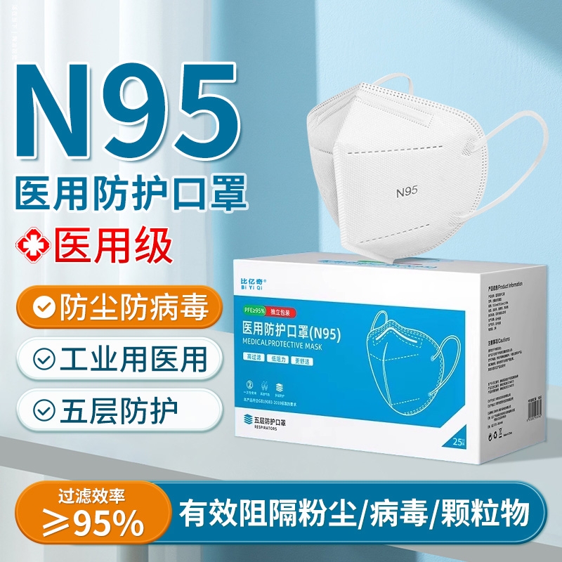n95级医用防护口罩一次性医疗单独包装外科工业防粉尘防尘肺成人