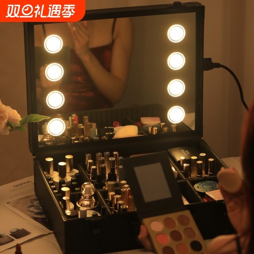 专业跟妆师化妆箱高级LED镜子带灯2025新款手提大容量用收纳便捷