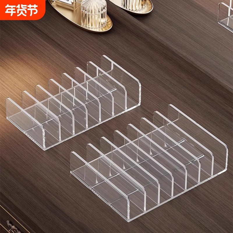 桌面眼影盘收纳架透明粉饼盒亚克力抽屉分格彩妆口红化妆品置物架