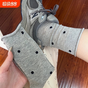包邮卷边袜子女中筒袜夏季薄波点堆堆袜子吸汗透气ins潮纯棉芭蕾