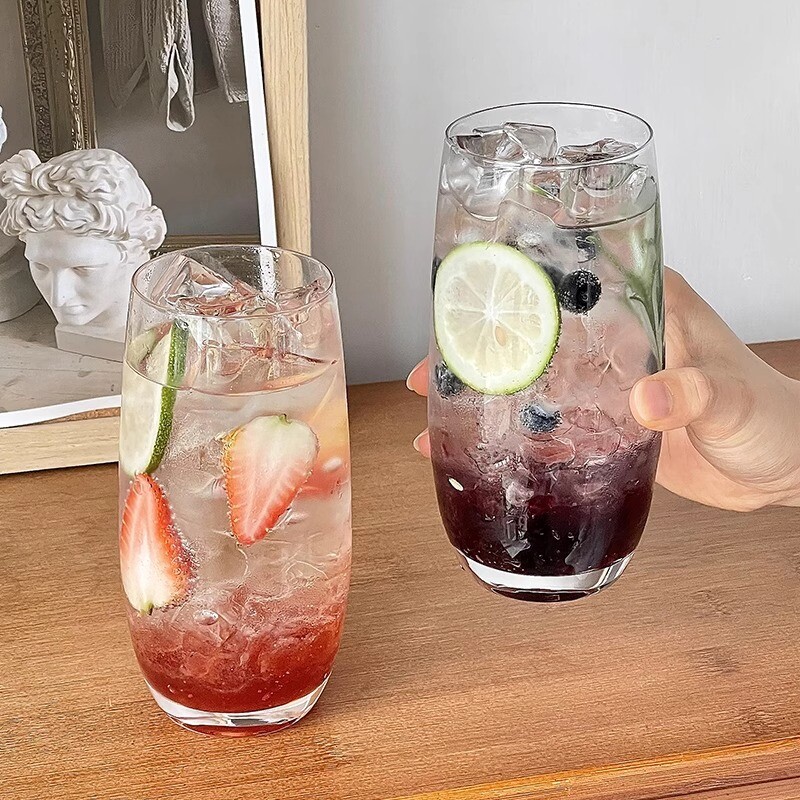 ins莫吉托杯网红餐厅水果茶杯玻璃杯喝水杯家用冷饮果汁杯大容量
