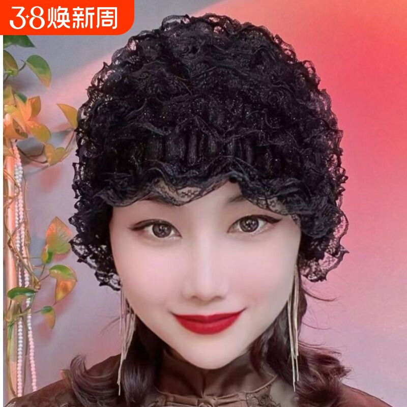 薄款包头帽遮白发帽蕾丝帽时尚小帽防风帽光头帽女头巾冬季花朵