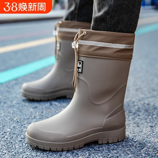 喆星雨鞋男款新款中筒雨靴防滑厨房胶鞋钓鱼水鞋防水耐磨加绒雨季