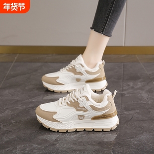 明星同款皮面运动鞋女加绒2025新款冬防滑软底休闲保暖学生二棉鞋