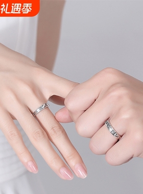 原创设计鲸鹿情侣戒指做旧复古纯银对戒一路有你情人节礼物代发