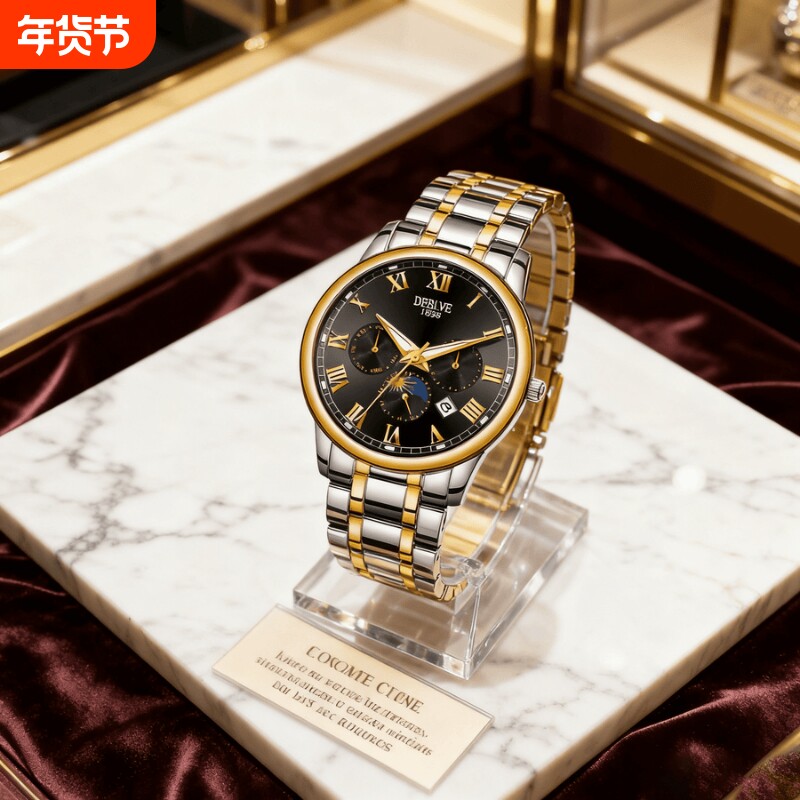 手表瑞士名表正品全自动机械风石英表商务高级感夜光防水时尚钢带