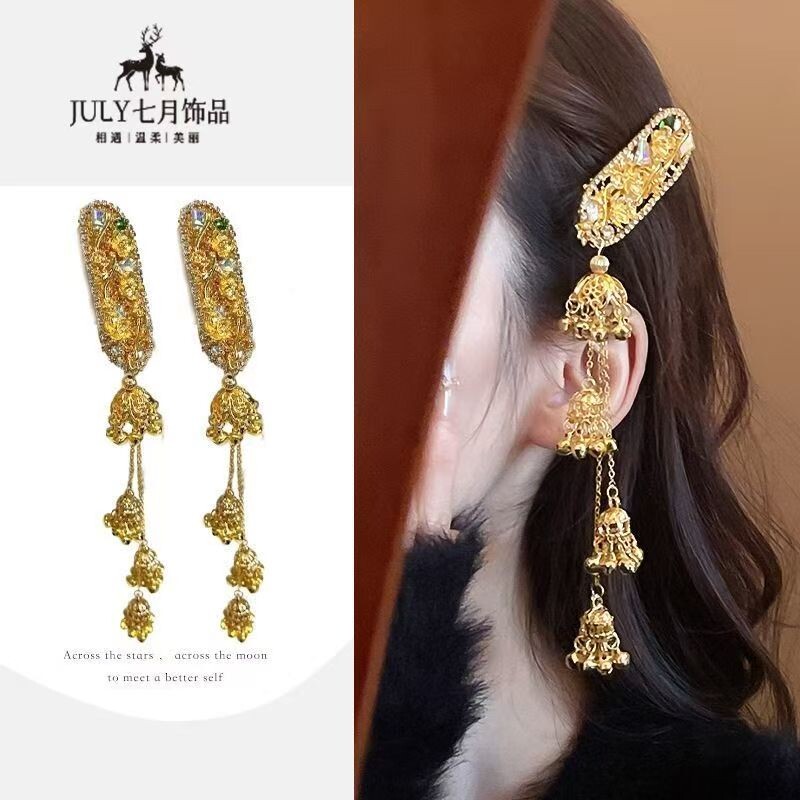 易梦玲同款发夹新中式发饰民族风高级感发饰秋冬爆款铃铛流苏边夹