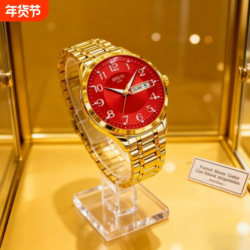 手表男款防水高级感全自动男表数字双日历防水腕表男机械风全自动