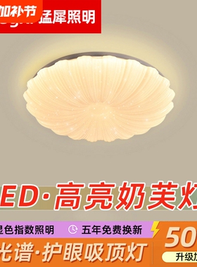 led吸顶灯圆形主卧室客厅灯走廊过道护眼照明灯具家用奶油风高亮