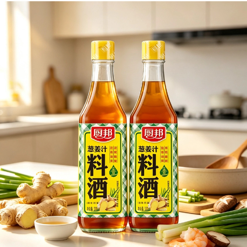 厨邦葱姜汁料酒500ml*2家用厨房蒸鱼烹饪去腥增香调味料酒添加