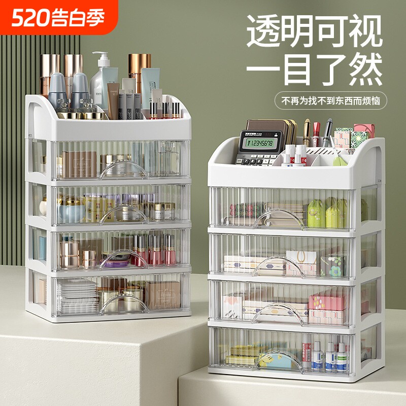 化妆品收纳盒桌面高级感梳妆台口红眉笔整理箱大容量护肤品置物架