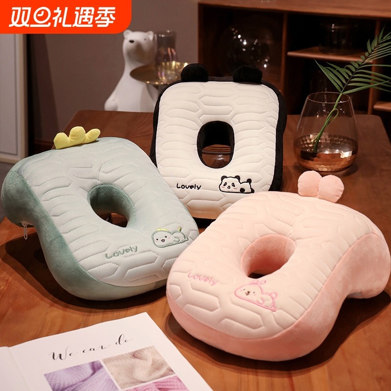 卡通乳胶午睡枕办公室趴睡枕多用靠垫腰靠小学生午休枕凉感睡枕