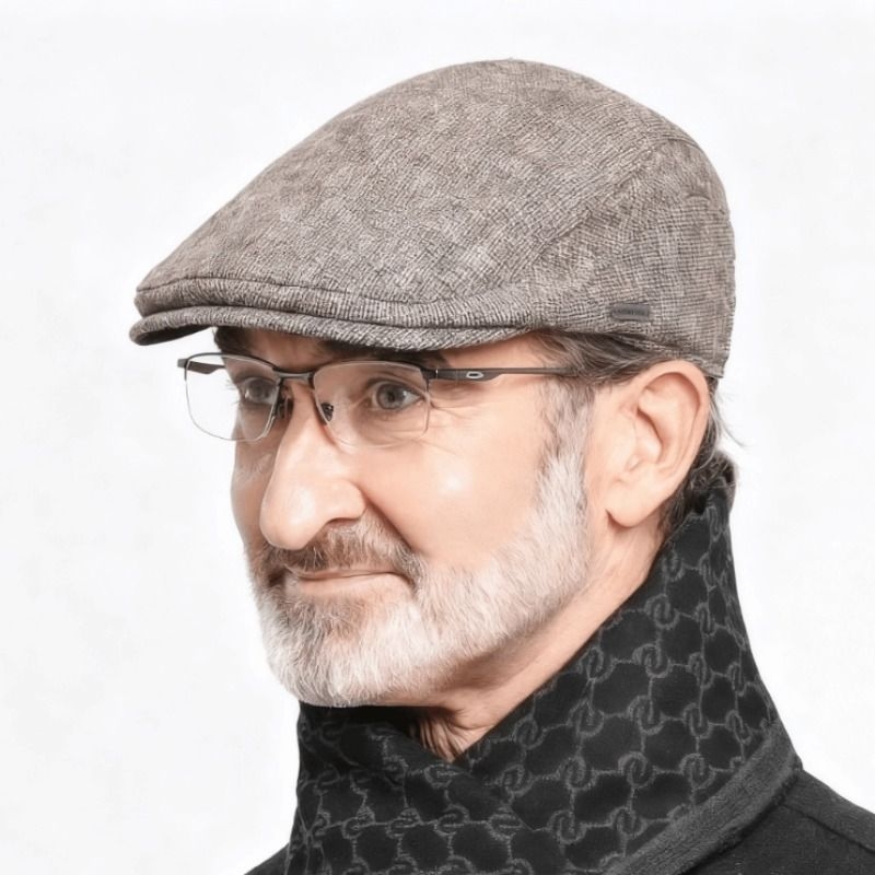 老年人帽子男秋冬老头帽前进帽老人爷爷鸭舌帽中年爸爸贝雷帽黑色