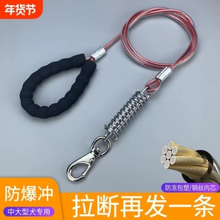 钢丝防咬牵引绳中型犬大型犬遛狗防爆冲马犬拉布拉多土狗专用狗链