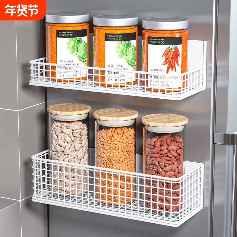 磁吸置物架冰箱侧收纳挂式盒厨房保鲜袋储物篮磁铁吸磁外侧边挂架