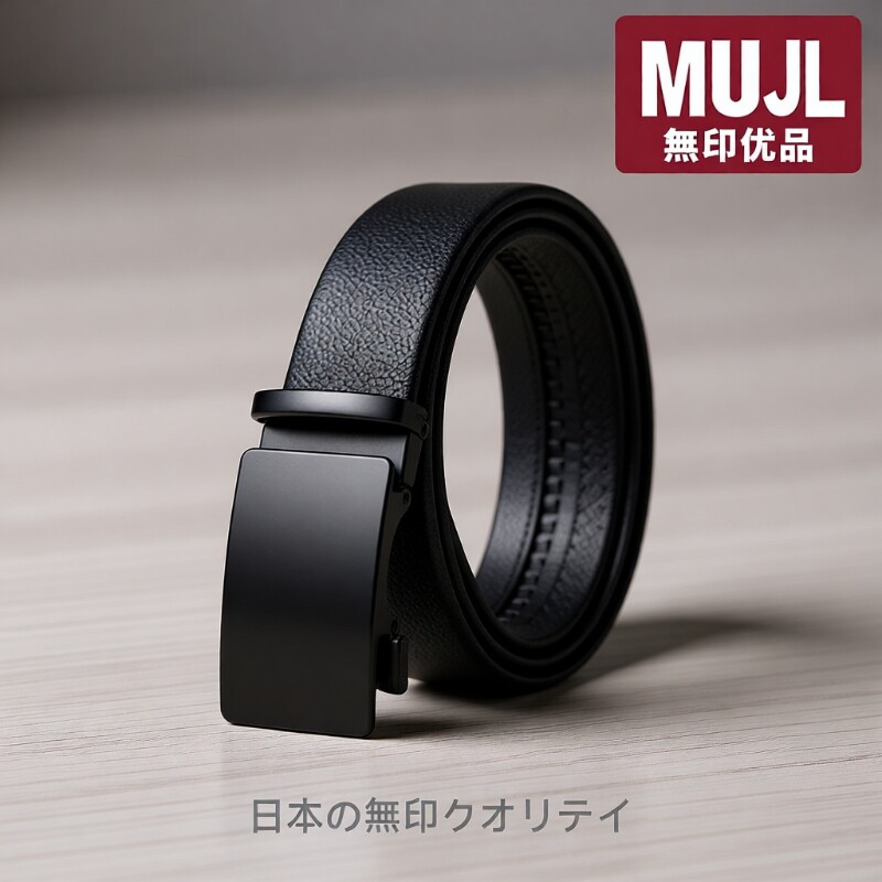 无印MUJL自动扣男士真皮日本皮带新款牛皮针扣休闲商务裤腰带高档