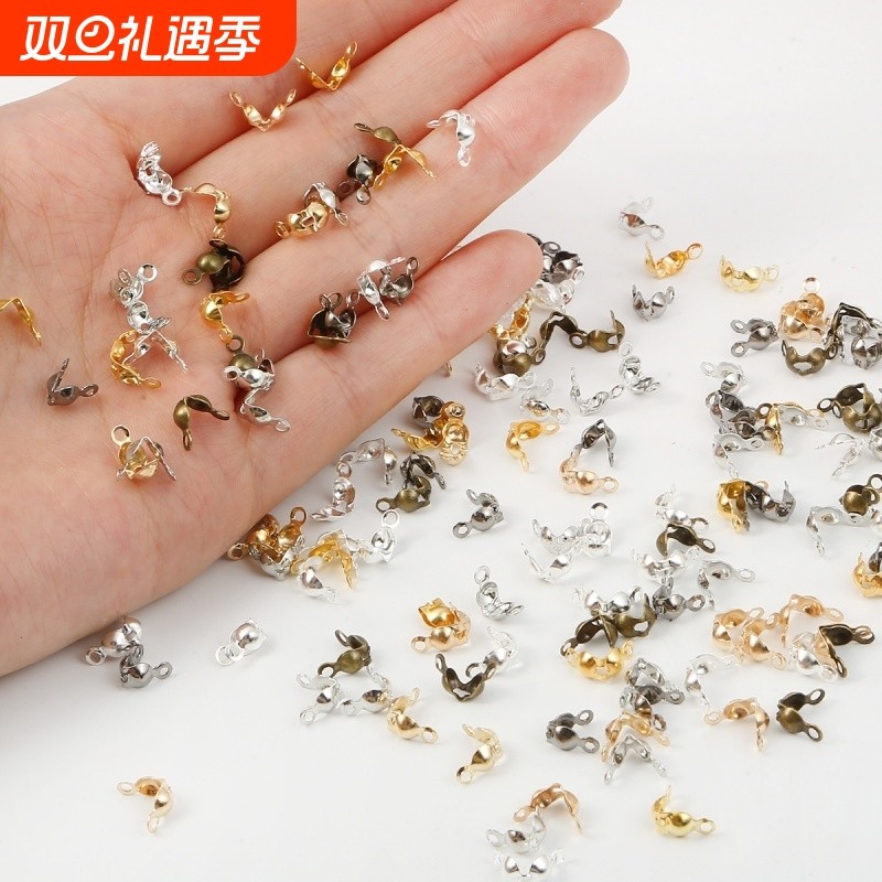 DIY金属包扣项链手链连接双头耳手工自制饰品串珠材料收尾夹包线
