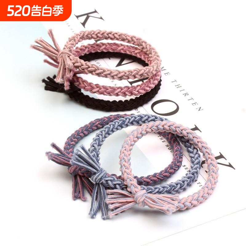 韩版时尚发绳高马尾发圈手工编织麻花头绳高弹力扎头发皮筋发饰